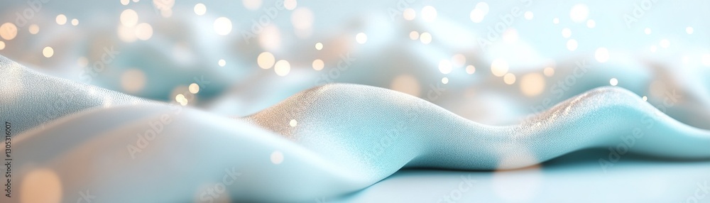 Poster this composition features a futuristic luxury background with a soft teal-to-baby-blue gradient. flo