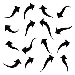 Curved arrow icons set. Curved arrows in black. Vector arrow symbol collection isolated on white background.