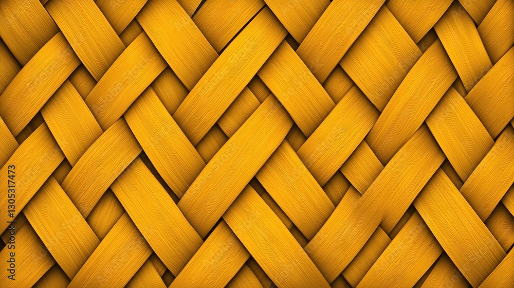 Poster close-up of woven material with diagonal weave pattern on yellow background