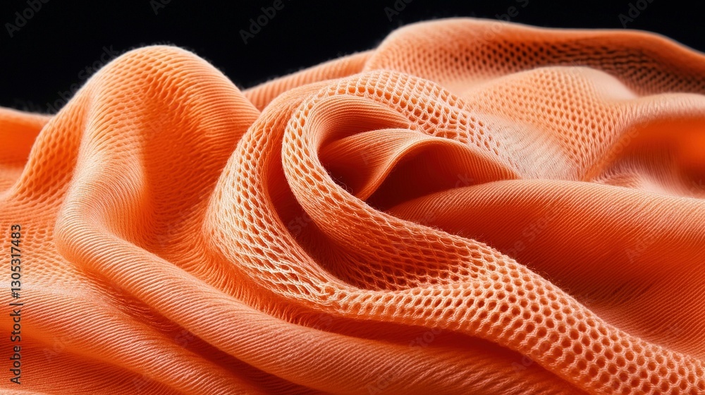 Poster a close-up of an orange fabric with a black background and a mesh pattern