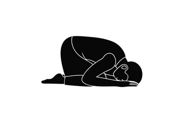 creative unique black yoga child's pose icon
