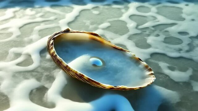 oyster with pearl close-up. Selective focus