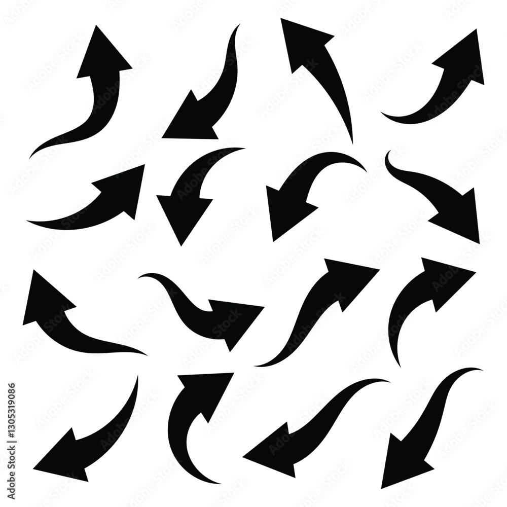 Poster curved arrow icon vector. arrow pointer icon sign symbol in trendy flat style. doodle arrow, black l
