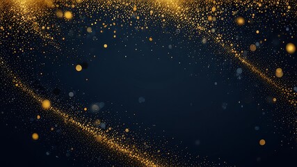  abstract background with Dark blue and gold particle. Christmas Golden light shine particles bokeh on navy blue background. Gold foil texture. Holiday concept