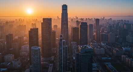 new york city skyline at sunset