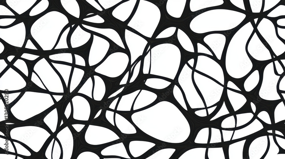 Poster a black and white image of a web of lines and shapes