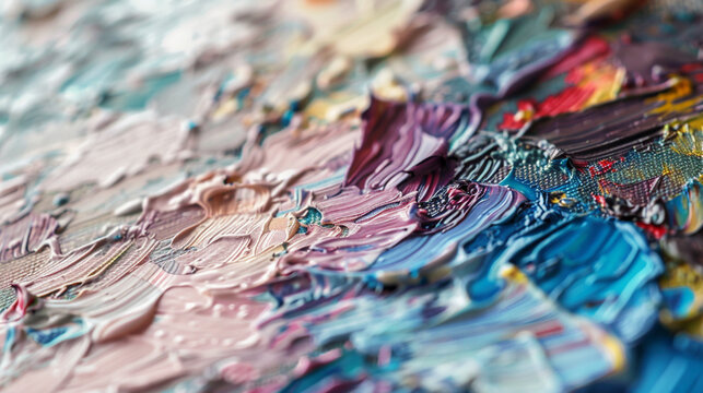 A tactile and textured painting with striking contrasts of blue and gold hues.