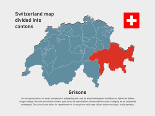 Naklejka premium Vector map Switzerland - Canton of Grisons