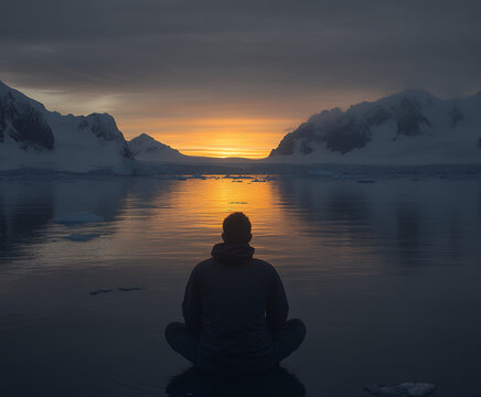 glowing morning light rising beyond snowbound plains