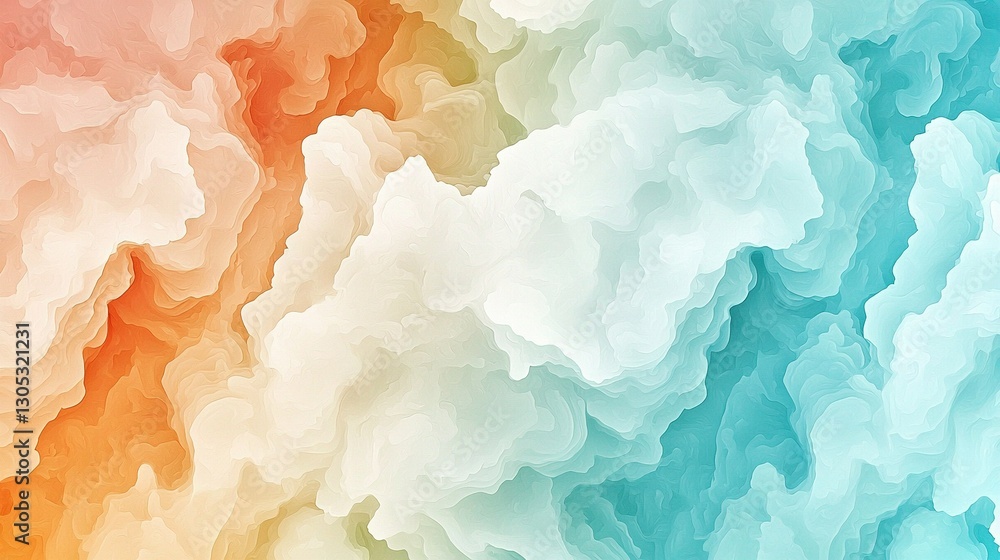 Aufkleber a multicolored background with white clouds and a blue-orange gradient in the middle, and a red grad
