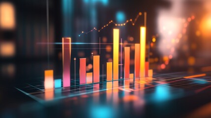 A modern D bar graph with subtle depth effects, soft reflections, and a data-driven aesthetic, no text