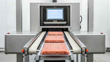 food technology concept, Automated meat inspection system using AI and X ray technology