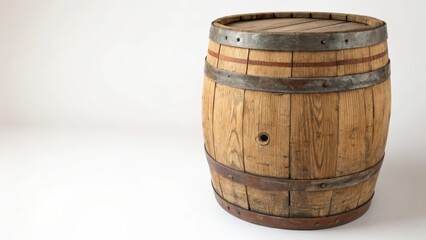 Obraz premium Wooden Barrel on White Background