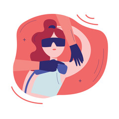 A happy woman gets a facial at the spa. Depilation. Skin care. Vector illustration 
Illustration. Cosmetology and professional skin care. 