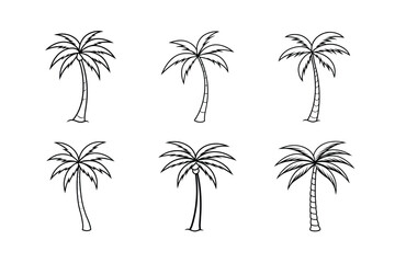 Obraz premium Set of a drawing of a palm tree vector.