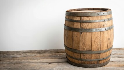 Obraz premium Wooden Barrel on White Background