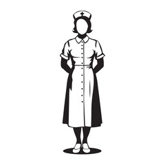 Nurse vector icon Black illustration isolated on white background for graphic and web design