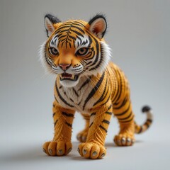Obraz premium Adorable Baby Tiger Cub Standing Studio Shot Wildlife Animal Cute Kitten