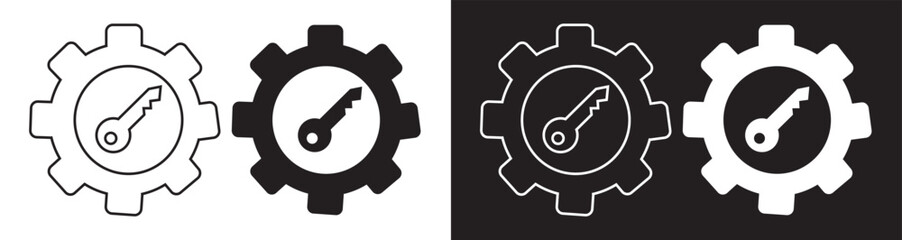 Set of key activities outline icon – vector illustration