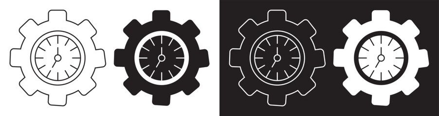 Set of real-time control icons – vector illustration in outline style