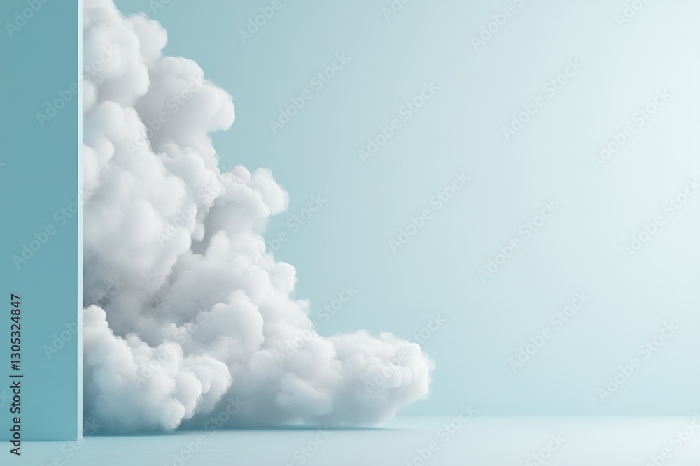 Poster soft cloud-like powder-blue gradient presents a serene backdrop with a misty blurred effect, offerin