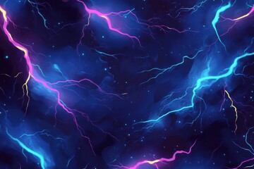 Lightning Overlay. Stormy Night Sky with Electric Blue Lightning