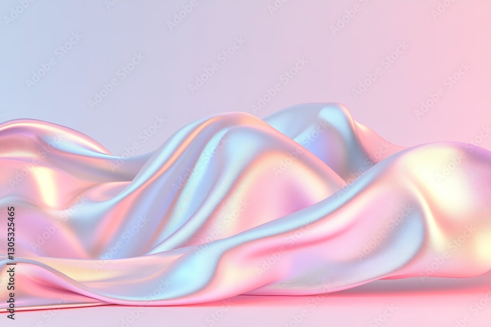 Poster a silky pastel gradient background features soft satin waves, creating gentle light reflections that