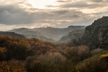 autumnal countryside landscape inside the Basilicata region, Italy