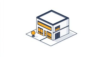 Isometric Building Illustration on City Street