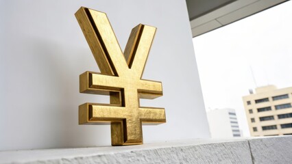 Fototapeta premium Gold Yen Symbol on White Background