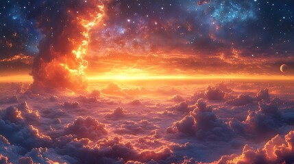Fantasy sky with sunset and clouds high resolution hd images