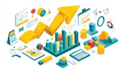 Fototapeta premium Abstract isometric business growth graphic