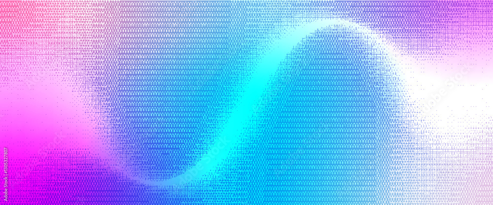 Aufkleber Gradient Background with Bitmap Pixel Pattern. Abstract Vector Grain Wave with Gradation. Digital Graphic with Grain Noise