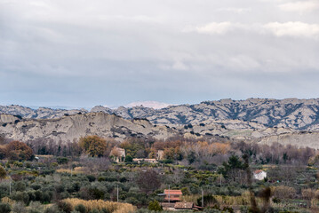 countryside landscape inside the Badlands National Park, Basilicata, Italy