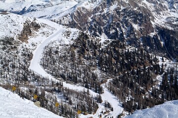 skiing in the mountains