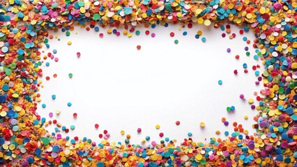 Festive Confetti Border Frame: Colorful Celebration Background with Copy Space