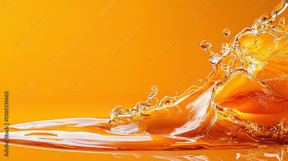 Poster yellow background with water splashing at the top and bottom; yellow background with water splashing