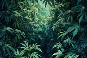 Marijuana Grow Room. Medical and Recreational Cannabis Farming Background