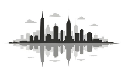 Naklejka premium The tranquil beauty of city silhouettes