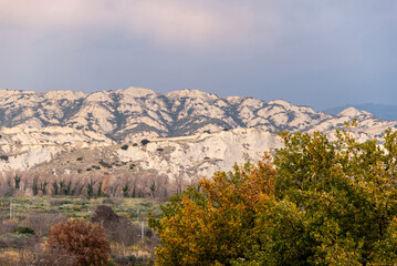 countryside landscape inside the Badlands National Park, Basilicata, Italy