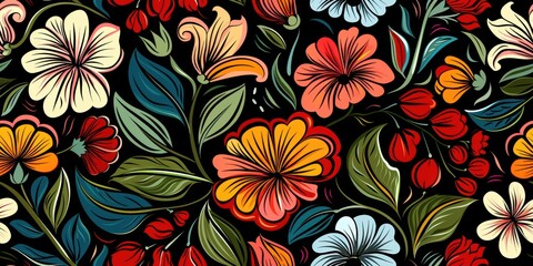 Floral pattern seamless background. Floral decoration with elegant lines and styles. Tiling and pattern loop for decoration.. eamless Floral Pattern with Elegant Decorative Elements