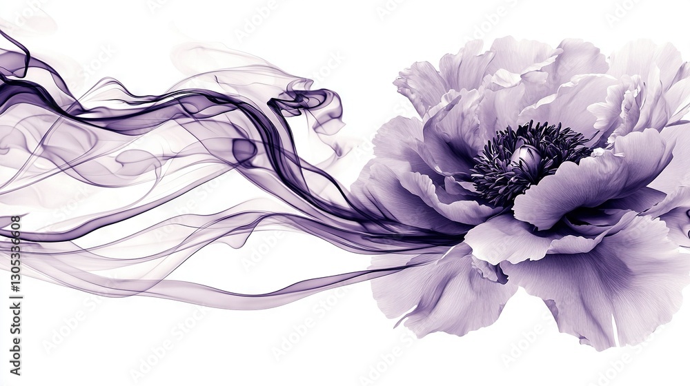 Poster a monochromatic image portrays a bloom emitting fumes from its center, centered within the frame