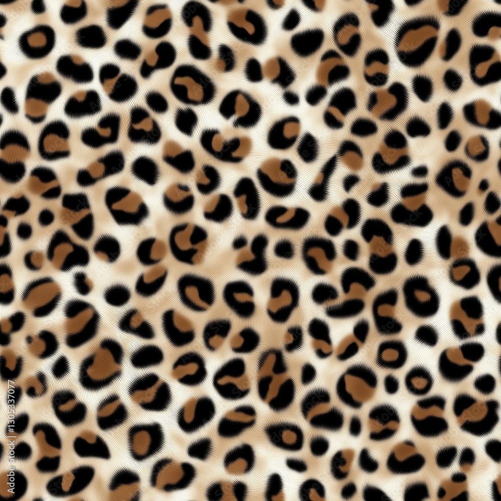 Poster seamless leopard print pattern showcases brown, tan, and cream spots on a black background ideal for