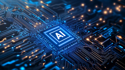 AI Technology Powering Innovation Business Network Futuristic Circuit Board Artificial Intelligence Concept Modern Computing System Background