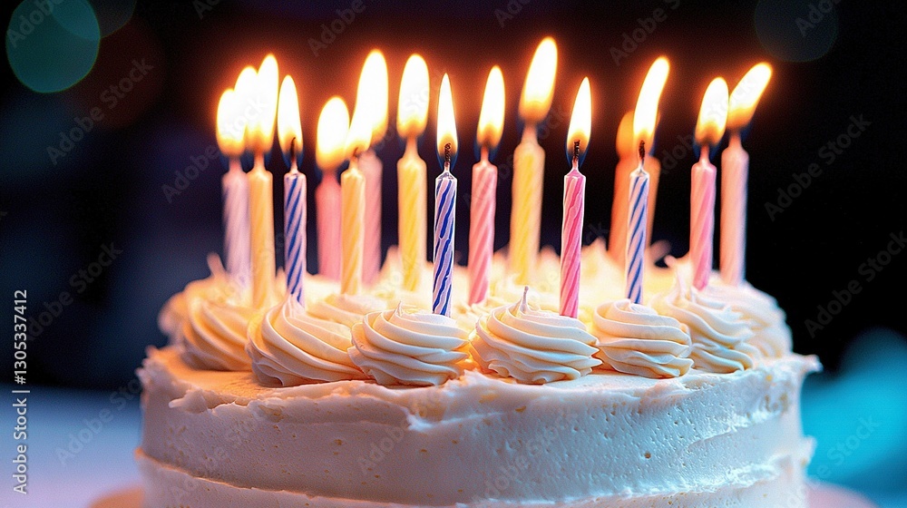 Aufkleber a sharp image of a cake with numerous lit candles on top and a clear background