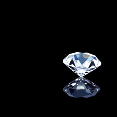 Brilliant Diamond, Minimalist Flat Color Illustration, Copyspace, Precious Gem, Studio Lighting