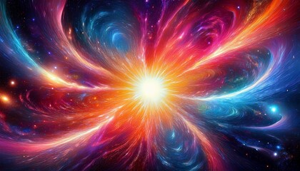 Fototapeta premium a vibrant space themed design of a supernova explosion surrounded by swirling galaxies in vivid colors