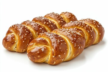 Mini Pretzel Delights: A Cooked Dessert Snack Isolated on a Salty Brown Background