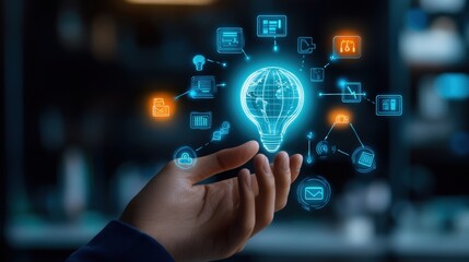Presenting innovation hand-displayed digital insights virtual environment interactive viewpoint conceptual technology