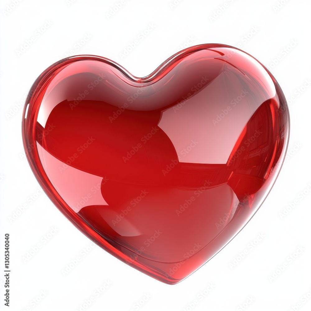 Poster glossy red heart shape object on a light background representing love, affection, and emotion for va